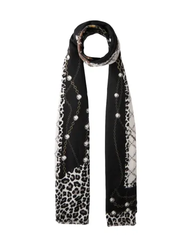 LIU JO Sciarpa Donna 2F5081T0300 AI 25/26 stampa animalier logo 22222 NERO