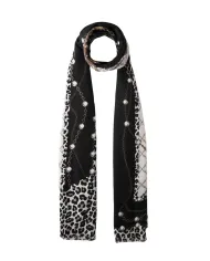 LIU JO Sciarpa Donna 2F5081T0300 AI 25/26 stampa animalier logo 22222 NERO