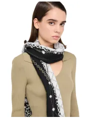 LIU JO Sciarpa Donna 2F5081T0300 AI 25/26 stampa animalier logo 22222 NERO