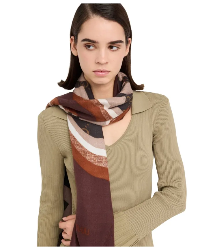 LIU JO Sciarpa Donna 2F5082T0300 AI 25/26 stola con logo 00005 NATURALE