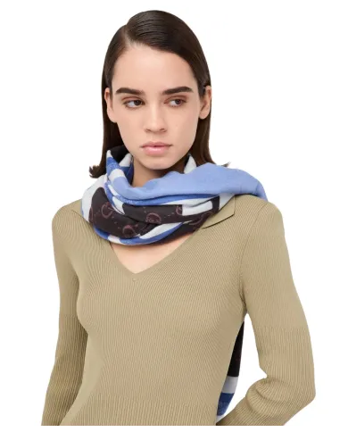 LIU JO Sciarpa Donna 2F5082T0300 AI 25/26 stola con logo 74015 LIGHT DENIM