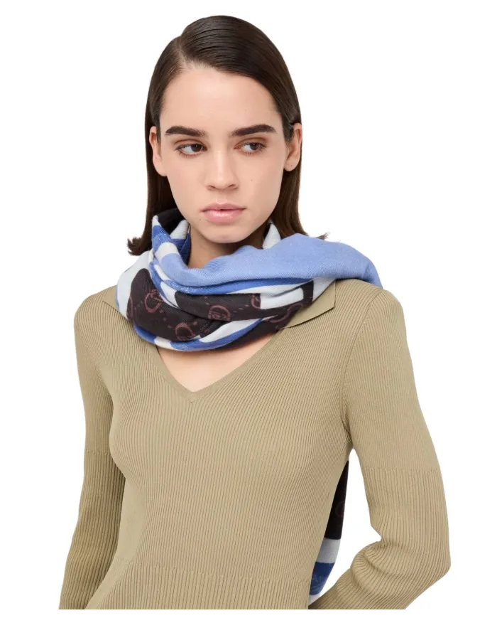 LIU JO Sciarpa Donna 2F5082T0300 AI 25/26 stola con logo 74015 LIGHT DENIM