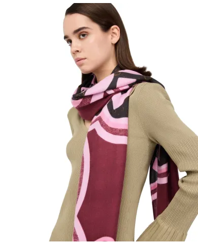 LIU JO Sciarpa Donna 2F5082T0300 AI 25/26 stola con logo 91726 RED WINE