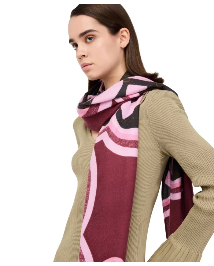 LIU JO Sciarpa Donna 2F5082T0300 AI 25/26 stola con logo 91726 RED WINE