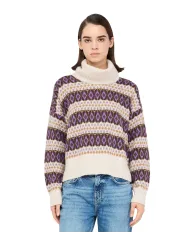 LIU JO Dolcevita Donna MF5241MA58P AI 25/26 over con fantasia jacquard e lurex P9088 violet jacquard