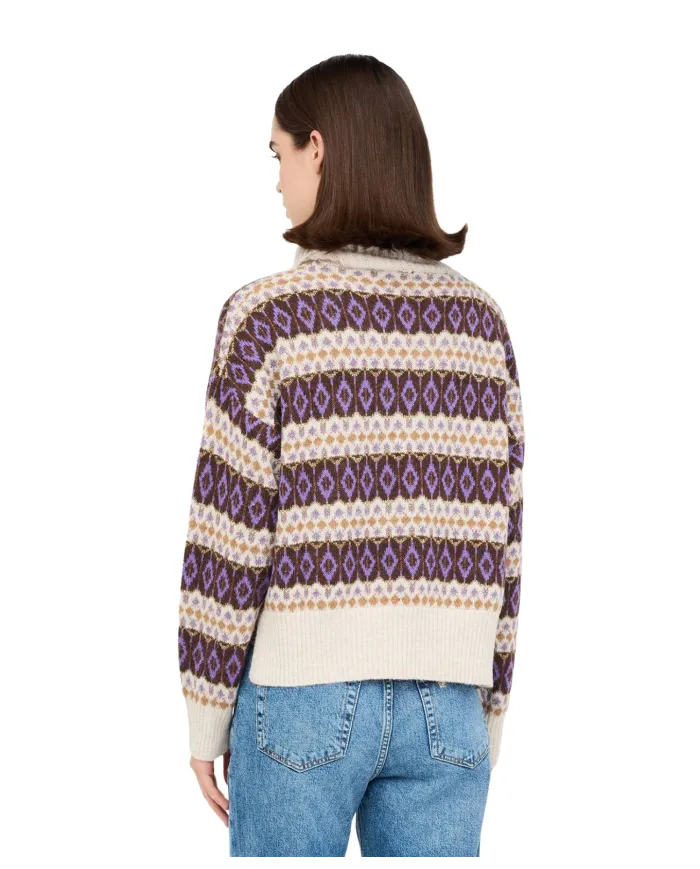 LIU JO Dolcevita Donna MF5241MA58P AI 25/26 over con fantasia jacquard e lurex P9088 violet jacquard