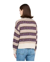 LIU JO Dolcevita Donna MF5241MA58P AI 25/26 over con fantasia jacquard e lurex P9088 violet jacquard