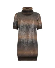 LIU JO Abito Donna MF247MA14R AI 25/26 dolcevita manica corta con paillettes S9472 brown shaded