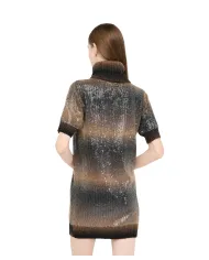 LIU JO Abito Donna MF247MA14R AI 25/26 dolcevita manica corta con paillettes S9472 brown shaded