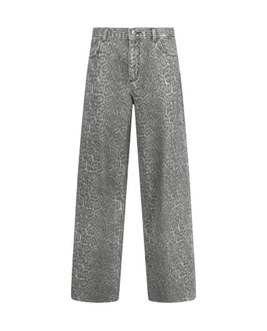 LIU JO Pantalone Donna MF5333T160 AI 25/26 flare con stampa animalier e strass P9132 Grey chic