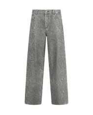 LIU JO Pantalone Donna MF5333T160 AI 25/26 flare con stampa animalier e strass P9132 Grey chic