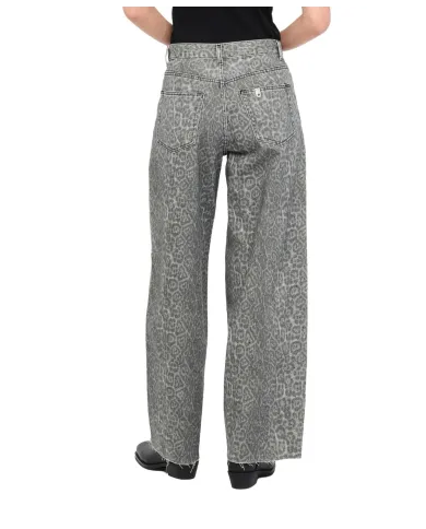 LIU JO Pantalone Donna MF5333T160 AI 25/26 flare con stampa animalier e strass P9132 Grey chic