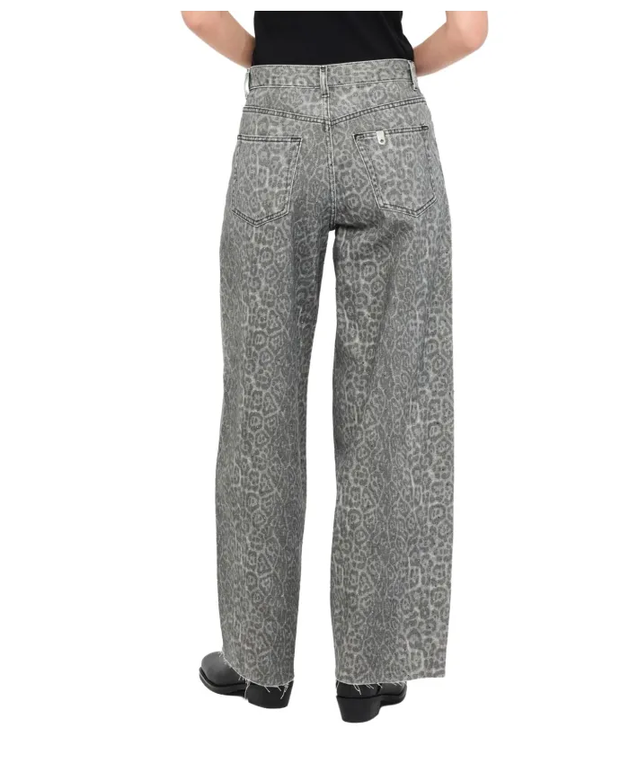 LIU JO Pantalone Donna MF5333T160 AI 25/26 flare con stampa animalier e strass P9132 Grey chic