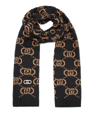 LIU JO Sciarpa Donna 2F5004M0300 AI 25/26 monogram jacquard. 09N37 nero/cammello