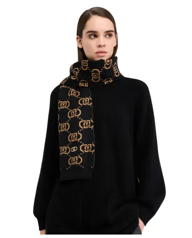 LIU JO Sciarpa Donna 2F5004M0300 AI 25/26 monogram jacquard. 09N37 nero/cammello