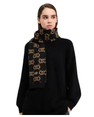 LIU JO Sciarpa Donna 2F5004M0300 AI 25/26 monogram jacquard. 09N37 nero/cammello