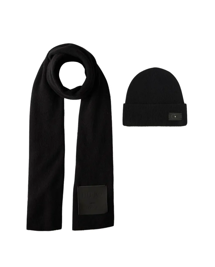 LIU JO Set Sciarpa e Cappellino Donna 2F5014M0300 AI 25/26 con patch logo 22222 NERO