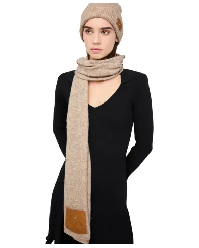 LIU JO Set Sciarpa e Cappellino Donna 2F5014M0300 AI 25/26 con patch logo 71105 desert taupe