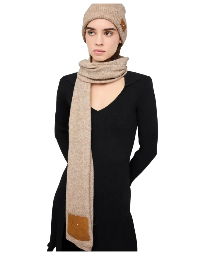 LIU JO Set Sciarpa e Cappellino Donna 2F5014M0300 AI 25/26 con patch logo 71105 desert taupe