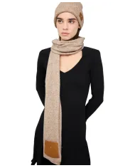 LIU JO Set Sciarpa e Cappellino Donna 2F5014M0300 AI 25/26 con patch logo 71105 desert taupe