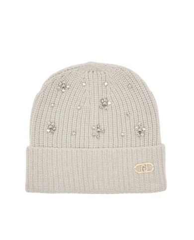 LIU JO Berretto Donna 2F5017M0300 AI 25/26 in maglia con strass 06188 grigio chiaro
