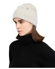 LIU JO Berretto Donna 2F5017M0300 AI 25/26 in maglia con strass 06188 grigio chiaro