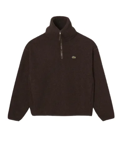LACOSTE Felpa Uomo SH5500 AI 25/26 in pile a collo alto con zip SKB MARRONE