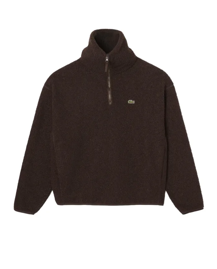 LACOSTE Felpa Uomo SH5500 AI 25/26 in pile a collo alto con zip SKB MARRONE