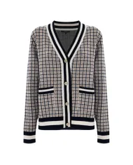 KOCCA Cardigan Donna A25PMA7283ABFA0000 ARMANDA AI 25/26 con fantasia pied de poule e bottoni F4005 Fant miele/blu