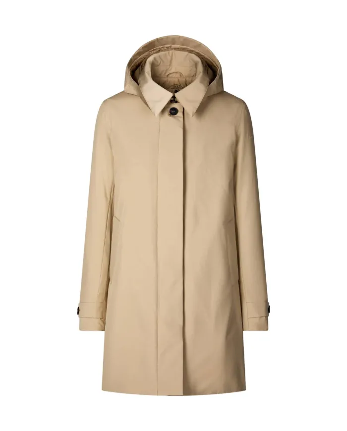 SAVE THE DUCK Impermeabile Donna D42023W GRIN21 EMBIE AI 25/26 waterproof con bottoni 40015 STARDUST BEIGE