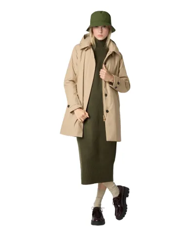 SAVE THE DUCK Impermeabile Donna D42023W GRIN21 EMBIE AI 25/26 waterproof con bottoni 40015 STARDUST BEIGE