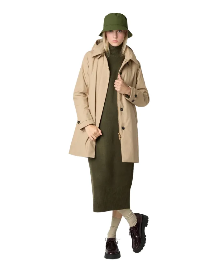 SAVE THE DUCK Impermeabile Donna D42023W GRIN21 EMBIE AI 25/26 waterproof con bottoni 40015 STARDUST BEIGE