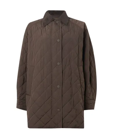 WEEKEND Cappotto Donna 5496102600 PEPATO AI 25/26 midi trapuntato con collo in velluto 014 CIOCCOLATO