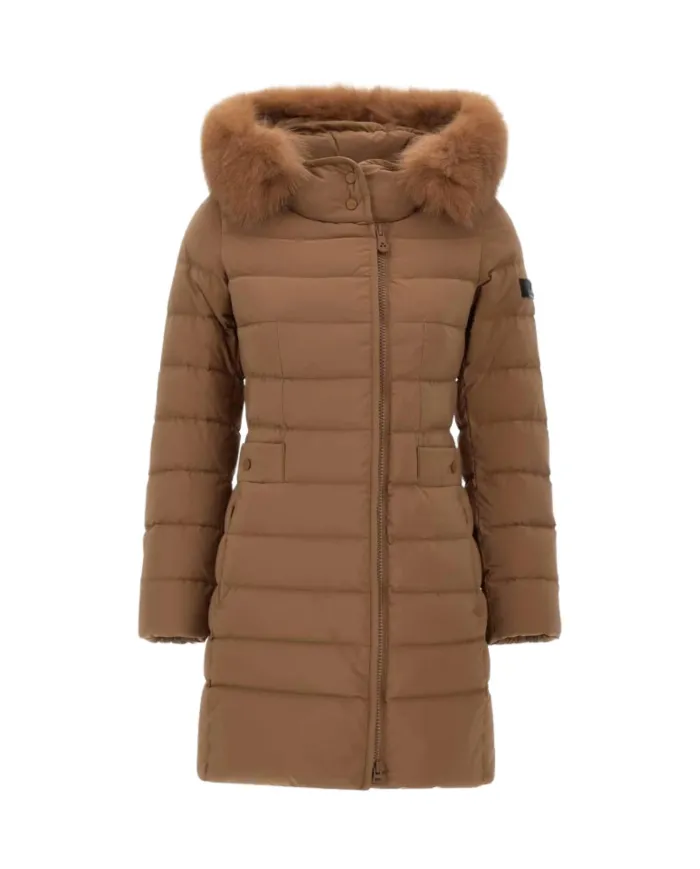 PEUTEREY Piumino Donna PED545801190986 SERIOLA ML 06 FUR AI 25/26 slim cappuccio con pelliccia 894 Gianduia