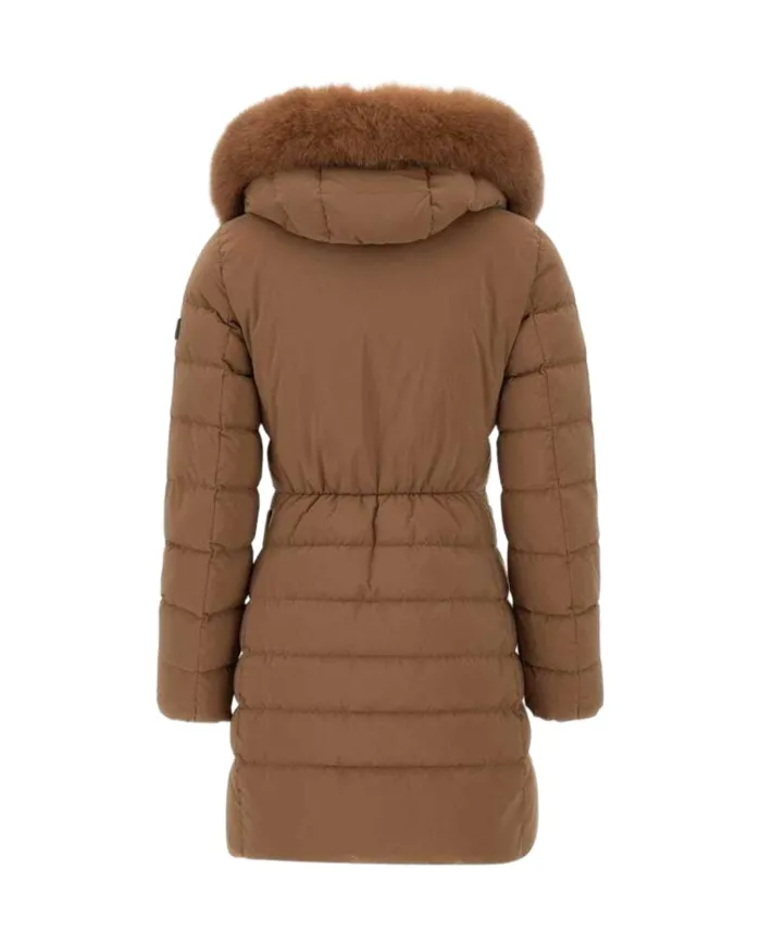 PEUTEREY Piumino Donna PED545801190986 SERIOLA ML 06 FUR AI 25/26 slim cappuccio con pelliccia 894 Gianduia