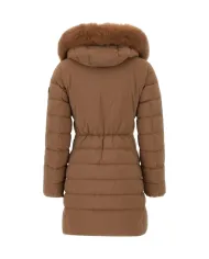 PEUTEREY Piumino Donna PED545801190986 SERIOLA ML 06 FUR AI 25/26 slim cappuccio con pelliccia 894 Gianduia
