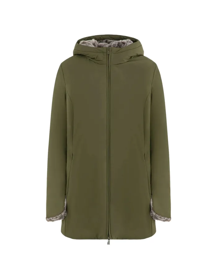 SUNS Parka Donna GBS53020D MARMOLADA AI 25/26 con cappuccio e interno in eco pelliccia V7 ARMY