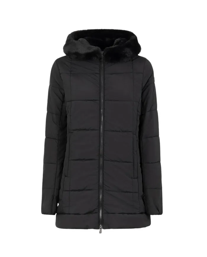 SUNS Parka Donna GBS63030D ACRAB AI 25/26 sdoppiabile con cappuccio in pelliccia. V2 BLACK