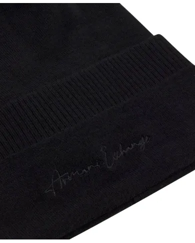 ARMANI EXCHANGE Berretto Donna XW001441 AF11896 AI 25/26 con risvolto e scritta logo UC001 BLACK