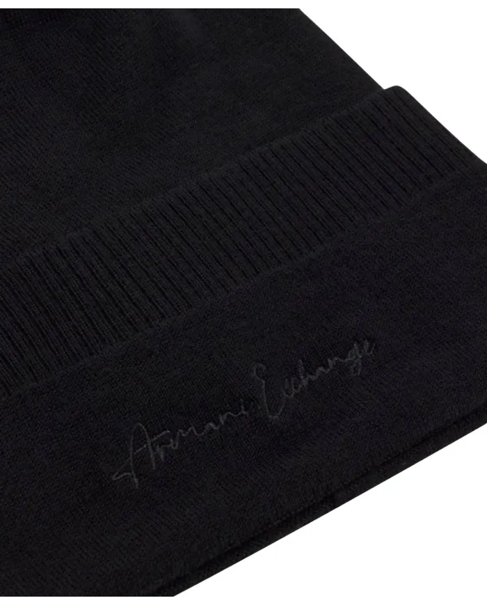 ARMANI EXCHANGE Berretto Donna XW001441 AF11896 AI 25/26 con risvolto e scritta logo UC001 BLACK