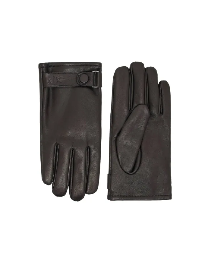ARMANI EXCHANGE Guanti Uomo XM001969 AF19481 AI 25/26 in pelle con cinturino UC001 BLACK