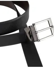 ARMANI EXCHANGE Cintura Uomo 951060 CC236 AI 25/26 in vera pelle revers con logo 54120 black/d.brown