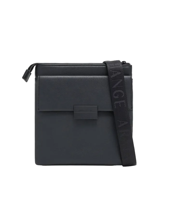 ARMANI EXCHANGE Tracolla Uomo XM001615 AF17209 AI 25/26 in ecopelle piatta con logo UC001 BLACK