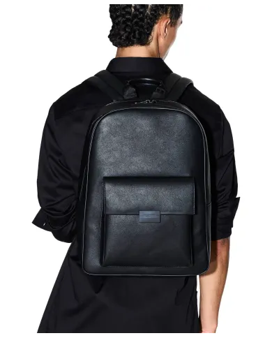 ARMANI EXCHANGE Zaino Uomo XM001642 AF17209 AI 25/26 in ecopelle con patta e logo UC001 BLACK