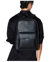 ARMANI EXCHANGE Zaino Uomo XM001642 AF17209 AI 25/26 in ecopelle con patta e logo UC001 BLACK