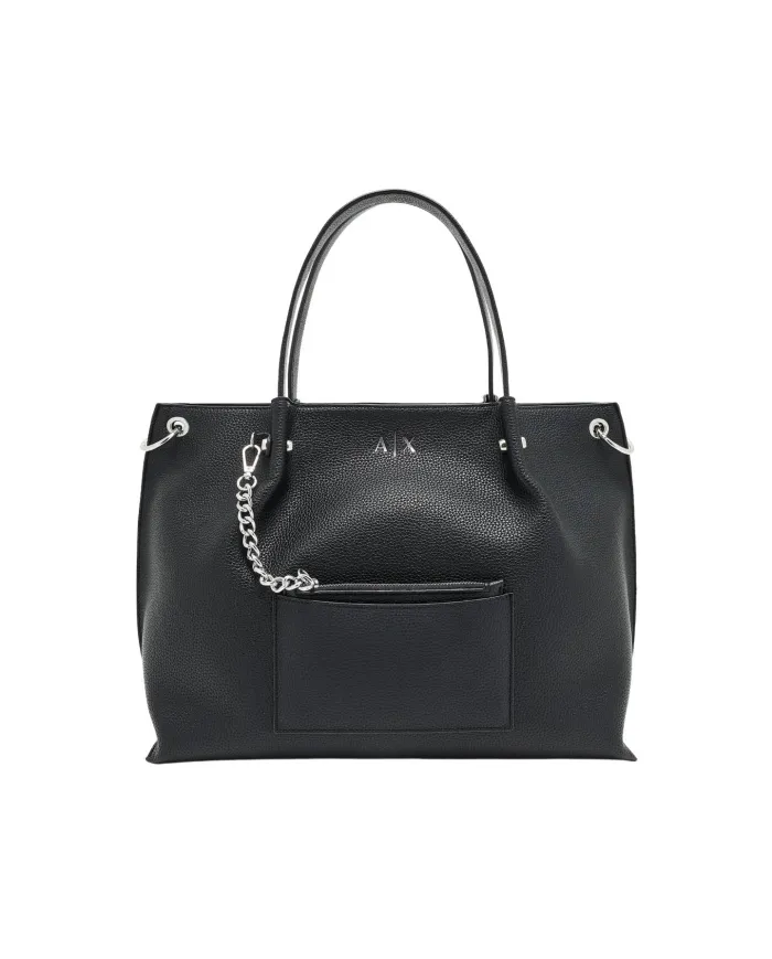 ARMANI EXCHANGE Borsa Donna XW001211 AF15625 AI 25/26 shopping in ecopelle con tasca UC001 BLACK