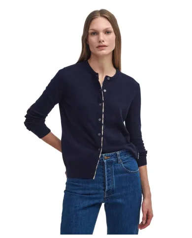 BARBOUR Cardigan Donna LKN1076 PENDLE AI 25/26 con bottoni e toppe NY78 navy