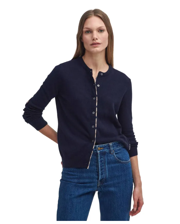 BARBOUR Cardigan Donna LKN1076 PENDLE AI 25/26 con bottoni e toppe NY78 navy