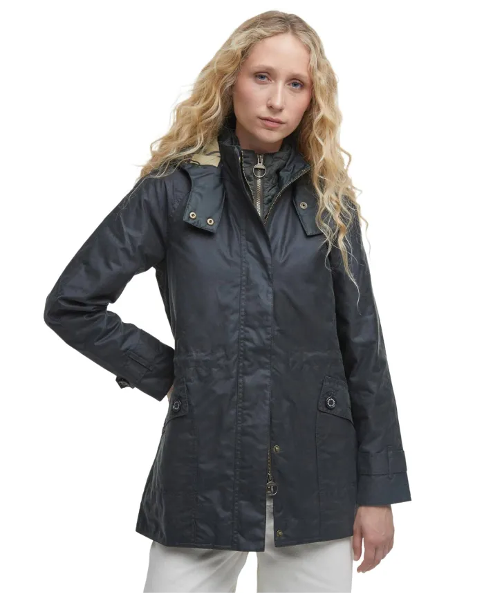 BARBOUR Parka Donna LWX1179 CANNICH AI 25/26 cerato con cappuccio e interno tartan imbottito SG51 sage/ancient