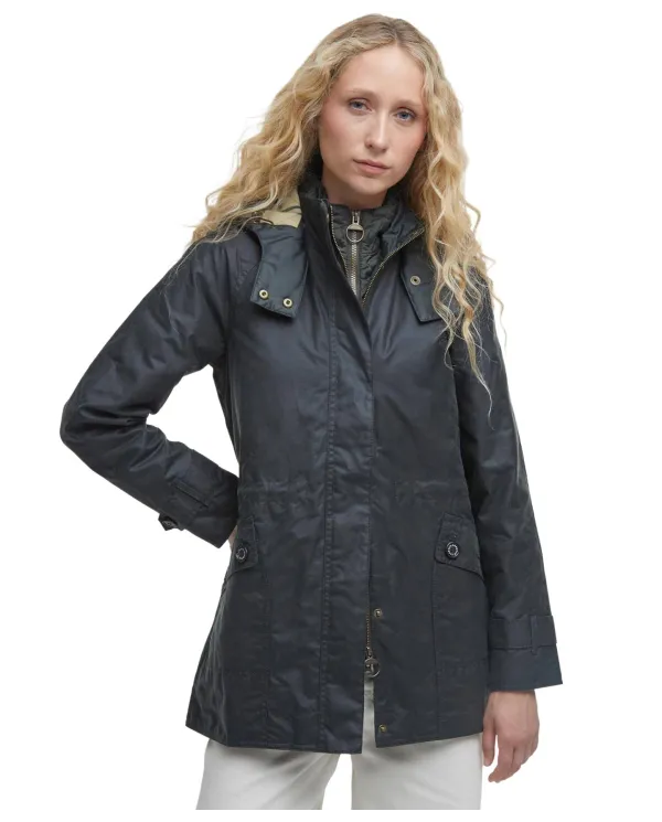 BARBOUR Parka Donna LWX1179 CANNICH AI 25/26 cerato con cappuccio e interno tartan imbottito SG51 sage/ancient